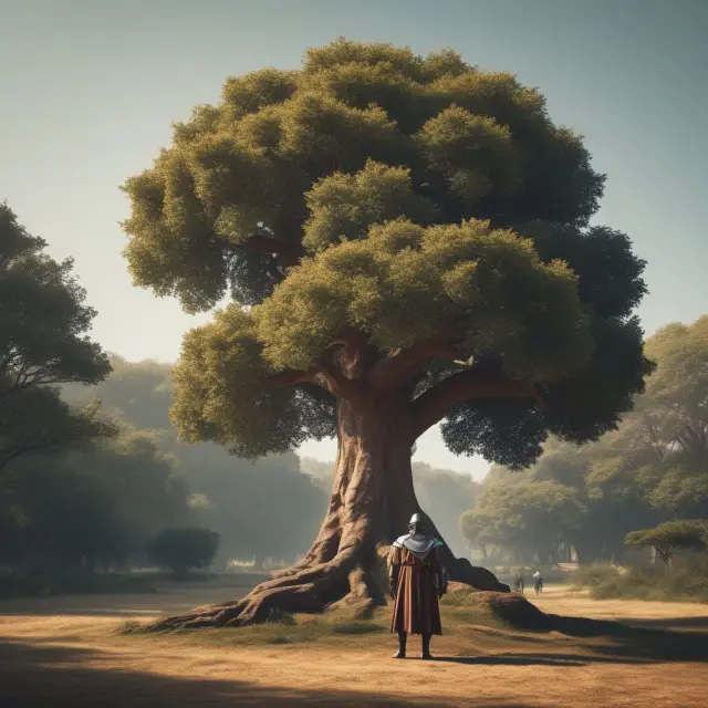 Knight protecting a dynasty tree, representing a trustee