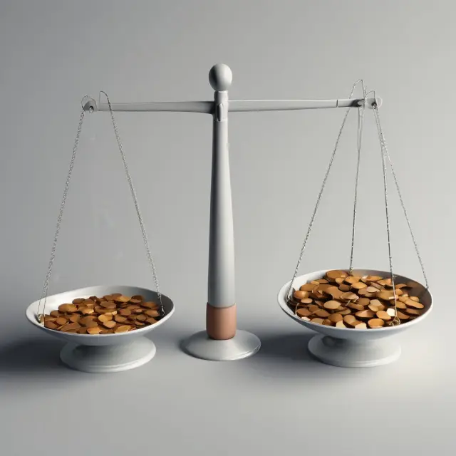Image of two balances with one weighing the 