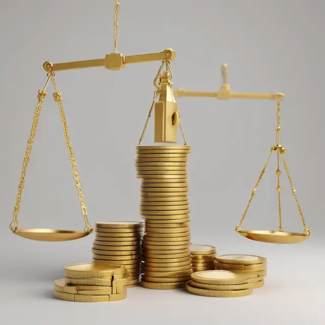 A golden scale balancing EAC for leasing and buying, representing the best financial decision