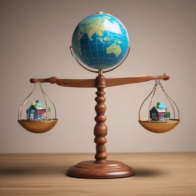 Seesaw represents the balance between the MSCI EAFE Index for diversification and a globe symbolizing international growth opportunities