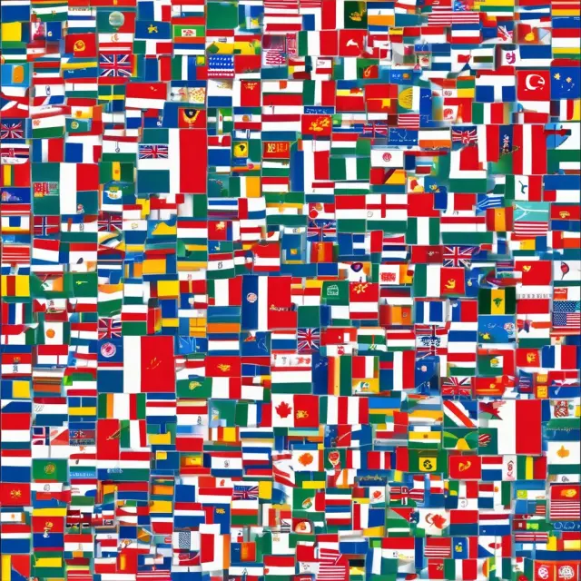 A vibrant mosaic made of European, Asian, and Far Eastern flags showcases countries influencing the MSCI EAFE Index. Companies rise above it as colorful lotus flowers with their logos.