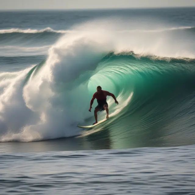 An early adopter riding a wave, representing successful financial gains through market trend adoption