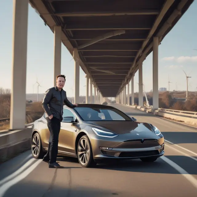 Elon Musk, Tesla founder, leading the way as an early adopter of electric vehicles. Pioneering a bridge between gasoline era and eco-friendly future.