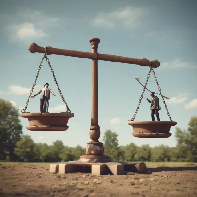 Option holder pondering the pros and cons of early exercise on a seesaw, with time value represented by a weight and tax implications represented by a counterweight.