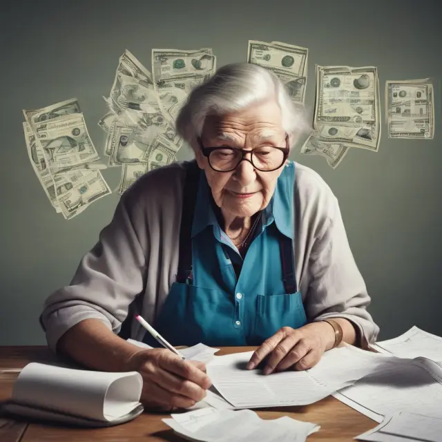 Old man holding Social Security check, considering tax implications with calculator