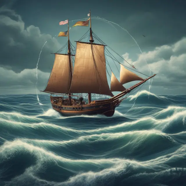 An IRS compass steering a ship through turbulent waters, representing the essential role of IRS guidance in understanding and managing earned income taxation