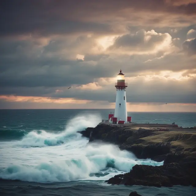 An image of a lighthouse radiating light over stormy seas, symbolizing financial security through the Earned Income Tax Credit.