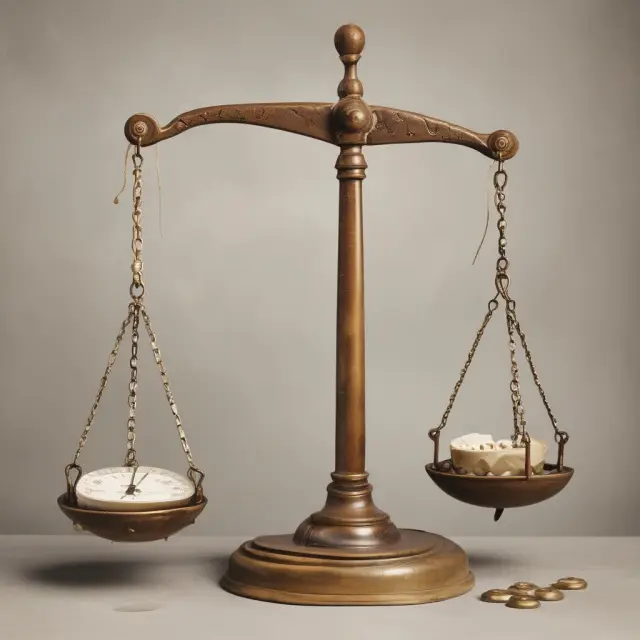 An ancient scale with premiums on one side and elapsed time on the other, representing earned premium calculation using the accounting method