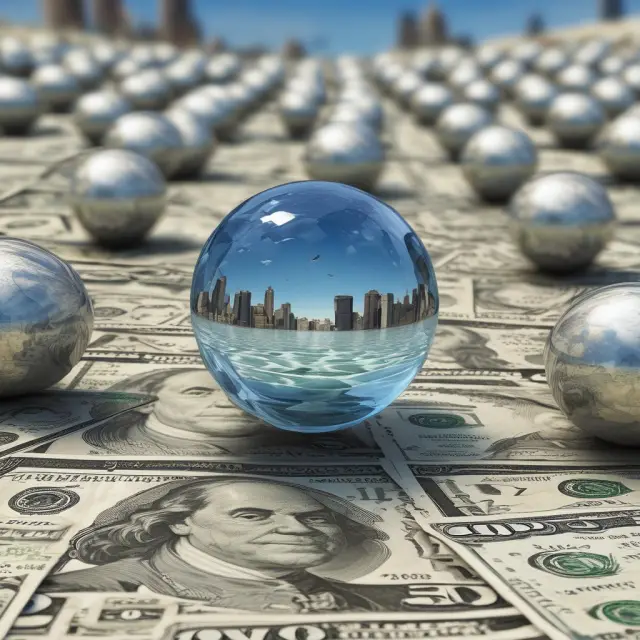 An analyst holding a crystal ball with financial graphs representing earnings and share prices, depicting the significant influence of earnings announcements on stock markets