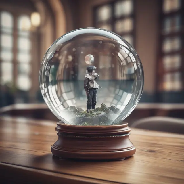 A crystal ball illuminating earnings data and analyst reports during an important earnings announcement