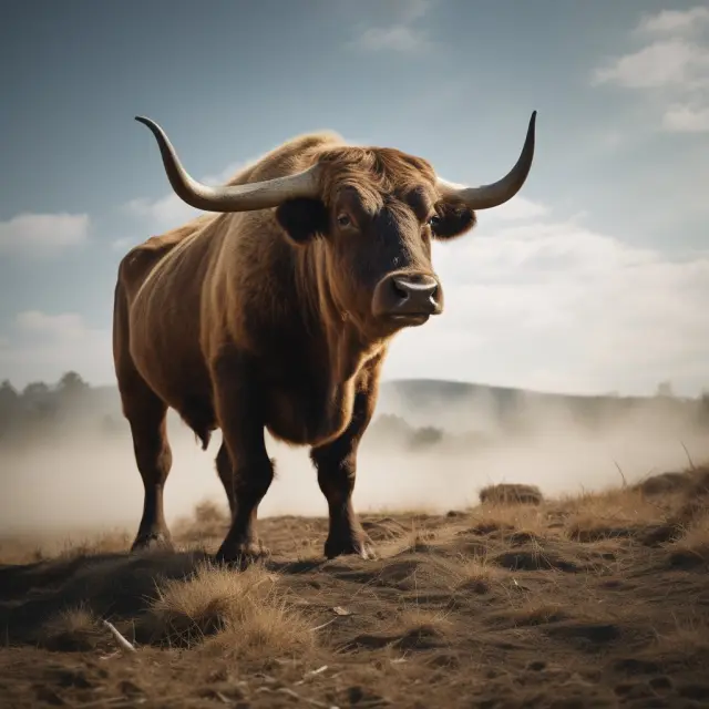 A bull and bear representing earnings surprises (beats and misses) playfully hiding behind analysts