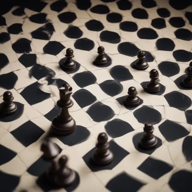 Institutional investor analyzing earnings call data on a chessboard, using performance benchmarks, gauging investor sentiment, and staying informed about industry trends