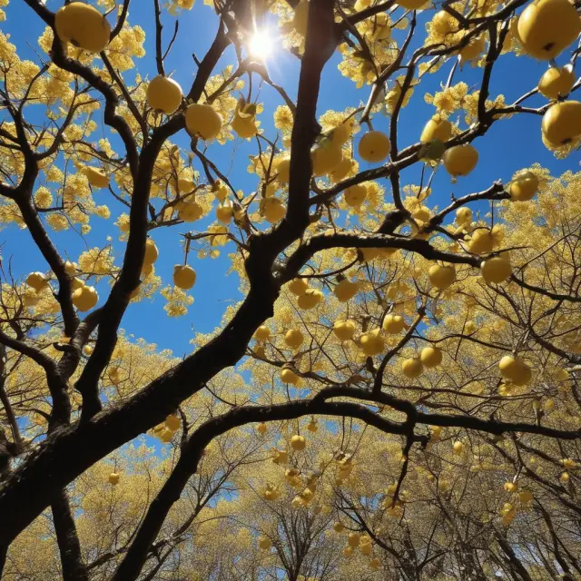 Golden apple tree blooming with earnings surprises instead of fruits, symbolizing companies consistently exceeding earnings estimates