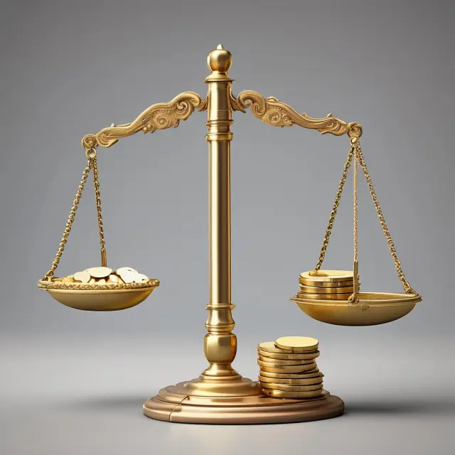 An image of a balance scale tipped in favor of gold coins representing earnings power value (EPV), with WACC weights on either side