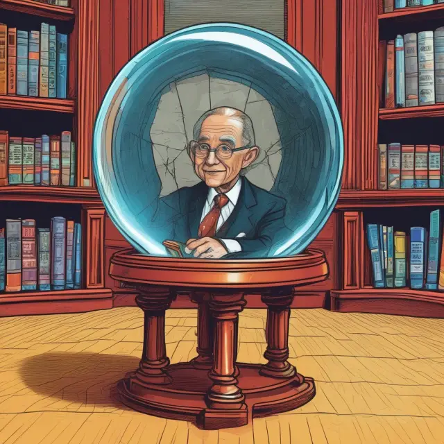 Institutional Investor examining Quarterly Earnings Reports via crystal ball from the Oracle of Finance