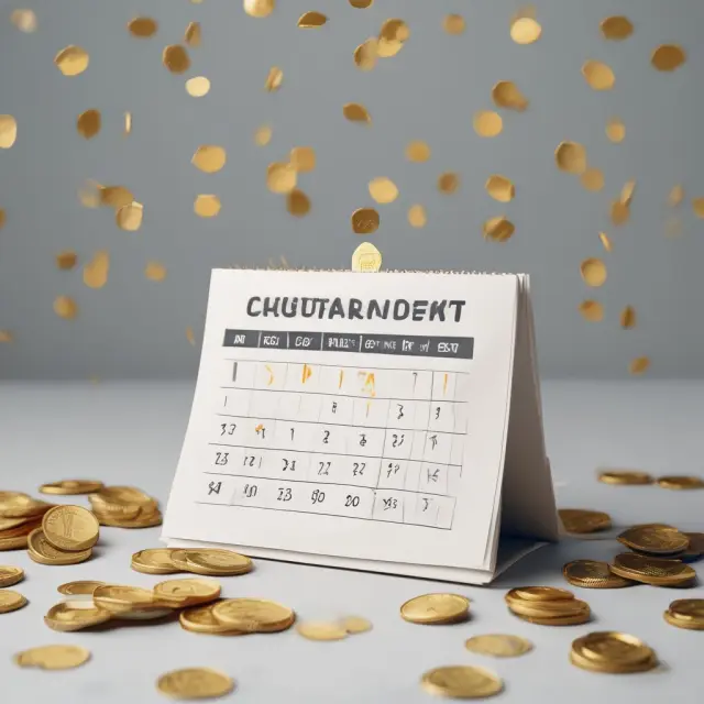 Golden coins falling from a calendar, signifying quarterly earnings reports and valuable investor information