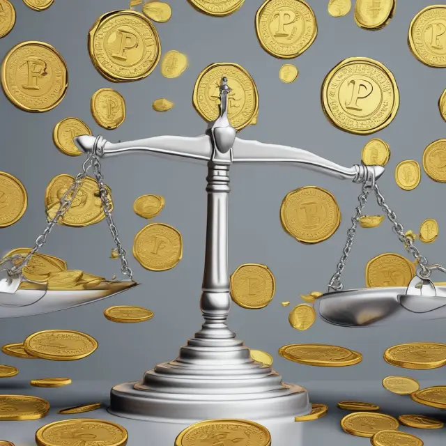 Two weighing scales: one with gold coins symbolizing P/E ratio, the other with silver coins representing Earnings Yield. Their weights dynamically adjust based on stock valuation.