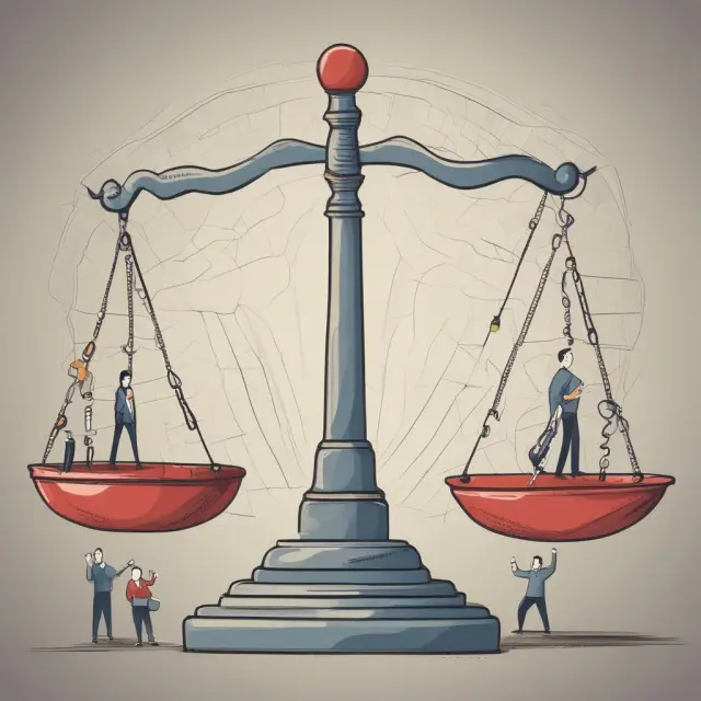 Imagery of a scale with company size as the weight, managers