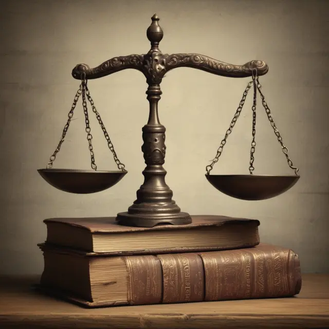An image of a balanced scale with two sides. One side represents ancient legal texts, while the other side holds contemporary case studies, both related to easements in gross.