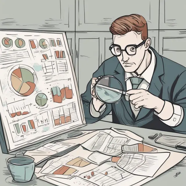 Financial analyst scrutinizing EBIDA calculations for Company XYZ on a pie chart