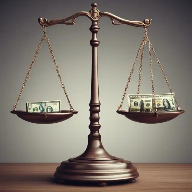 Balance scale comparing tax burdens to EBIDA values. Image aids understanding the financial relationship between taxes and calculating a company