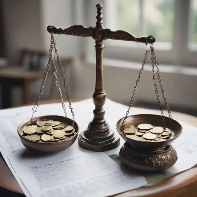 Visualizing financial statements with scales representing income and expenses, Amortization and Depreciation flowing from hidden wells to calculate EBITA or EBITDA.