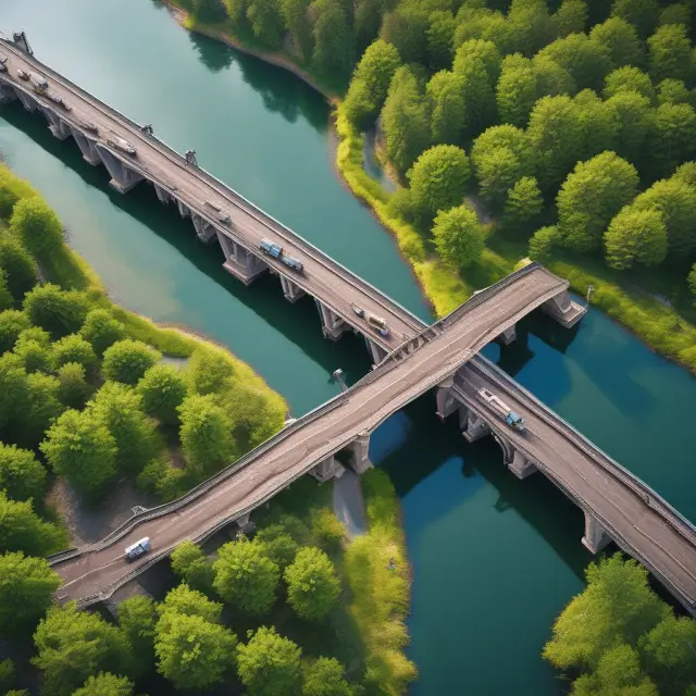 Two flowing rivers symbolizing GAAP and Non-GAAP financials interconnecting at a bridge representing regulatory guidelines