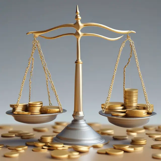 Two scales tipping with gold coins (EBITA) and silver coins (EBITDA) illustrating the use of these profitability measures for accurate business evaluations. Keywords: EBITA, EBITDA, Profitability.