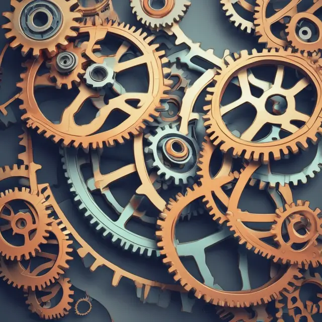 Visualization of EBITDA and EV gears aligning to represent their relationship in the EBITDA/EV multiple analysis
