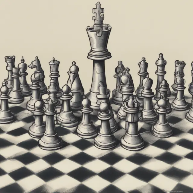 A metaphorical chessboard featuring EBITDA/EV multiple knights representing companies, with height differences illustrating their relative worth