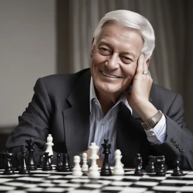 John Malone, holding an EBITDA-emblazoned chess piece, moves it on a board filled with potential LBO targets