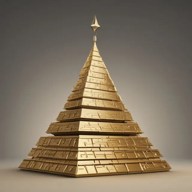 Golden pillar represents EBITDA, supporting a sales pyramid, indicating the importance of profitability in generating revenue
