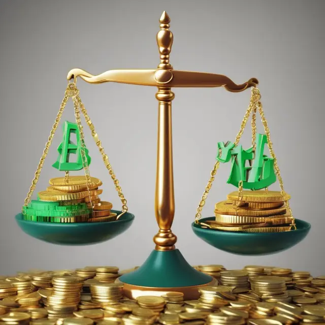 Comparison of EBITDA and Sales in gold and green, highlighting their relationship.