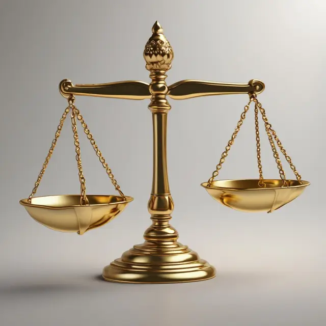 A golden scale balanced between EBITDA and interest payments, symbolizing financial stability.