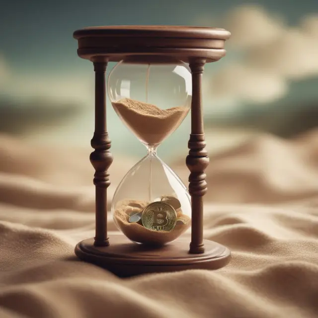 Antique hourglass filled with golden coins and digital currency symbols representing eCash