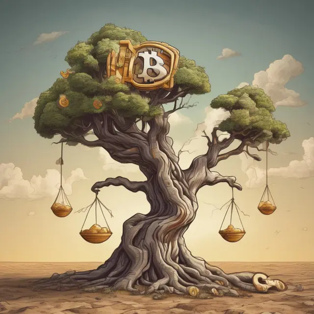 A balance scale weighing the global reach of Bitcoin against eCash