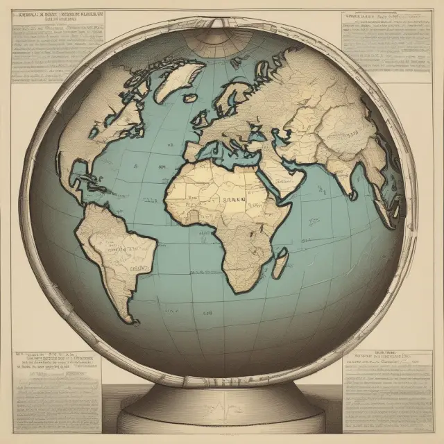 A globe made of shifting puzzle pieces signifying natural and created resources, set on a stable base symbolizing immobile factors in the eclectic paradigm