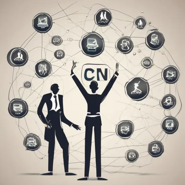 Two dancers representing buyers and sellers, intertwined on a digital dance floor, symbolizing seamless ECN transactions