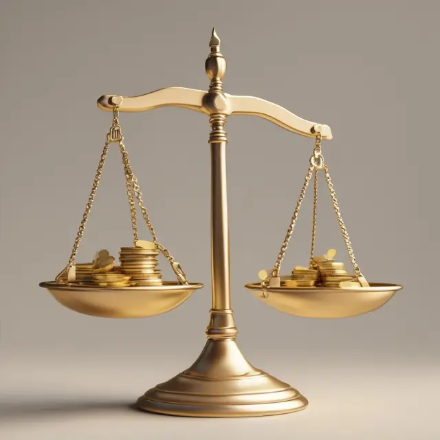 A set of scales with gold coins representing fair lending practices, tilting towards protected classes to emphasize equal opportunity