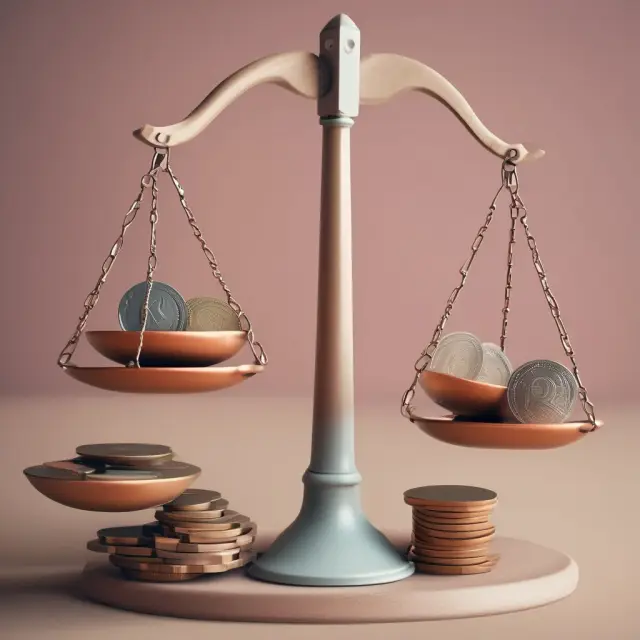 A pair of balanced scales with borrowers from various races, genders, and ages representing fair access to credit through the Equal Credit Opportunity Act