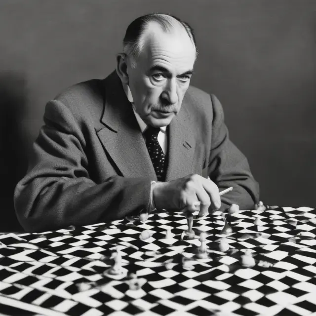 Keynes critiquing econometrics with a chessboard illustrating ice cream sales and drownings correlations
