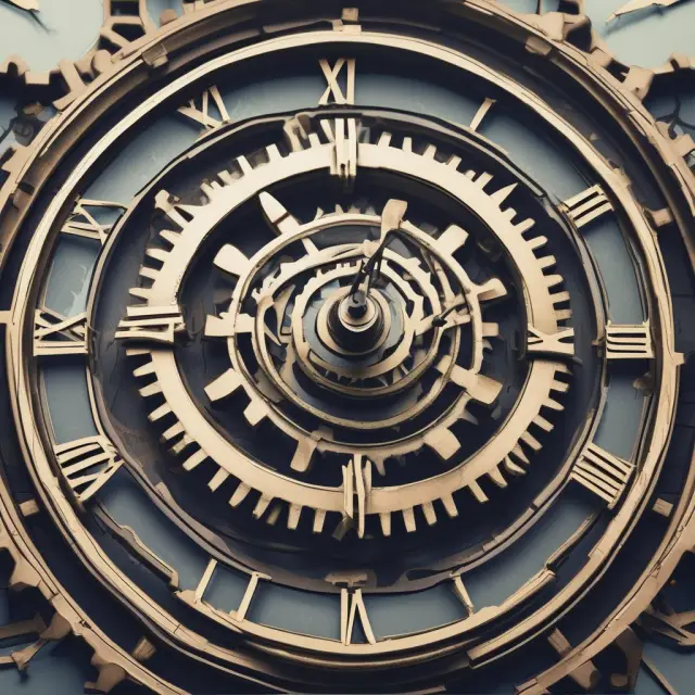 Clock illustrating how economic data reports influence financial markets. Gears represent various sectors and industries.