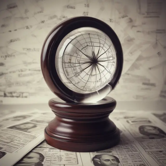 An economic calendar illuminated by a crystal ball, revealing upcoming news and reports affecting Forex markets