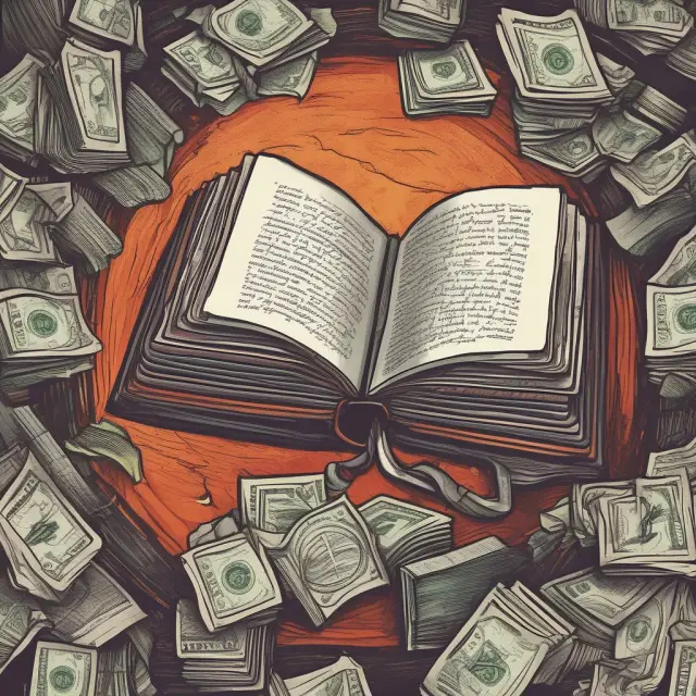 An open book with pages illustrating charts and graphs representing GDP, trade balance, retail sales, employment, industrial production, consumer confidence, and housing starts