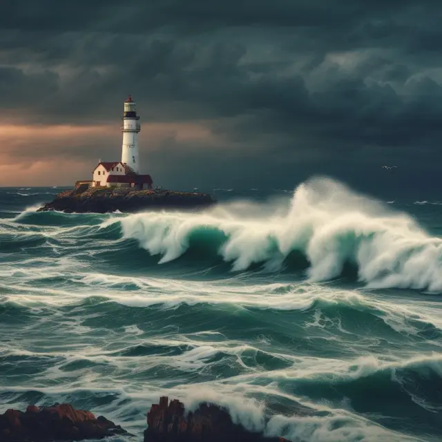 Lighthouse standing tall among stormy waters, symbolizing investor preparedness for economic downturns