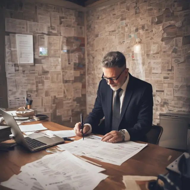 An oracle sits at a table filled with stacks of economic reports, illuminating key indicators for the economy