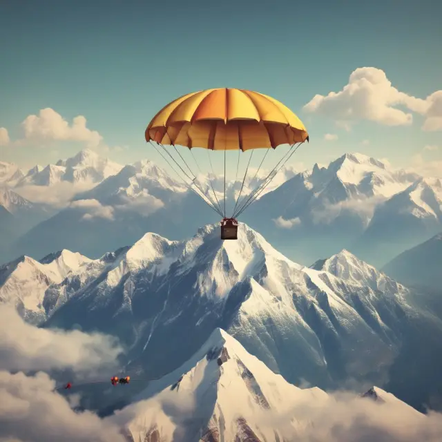 Businesses strategize during the peak phase of an economic cycle, preparing for the upcoming contraction with a compass and risk parachute