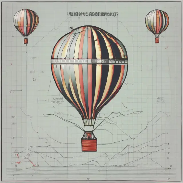 A balloon representing supply and demand forces reaching equilibrium on a market graph