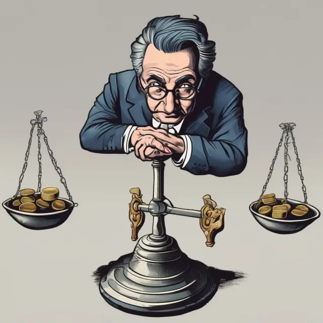 Investor considering market trends based on economic equilibrium principles