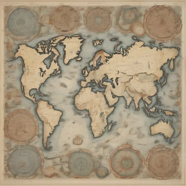 A global economy puzzle with pieces representing diverted trade routes, eroding sovereignty stones, and shifting employment gears
